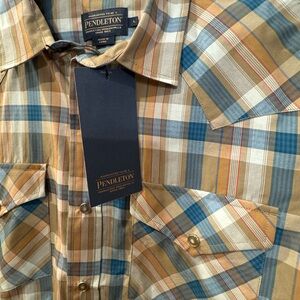 Pendleton Frontier Western Shirt Sleeve Button Up Shirt, Plaid, Size Large